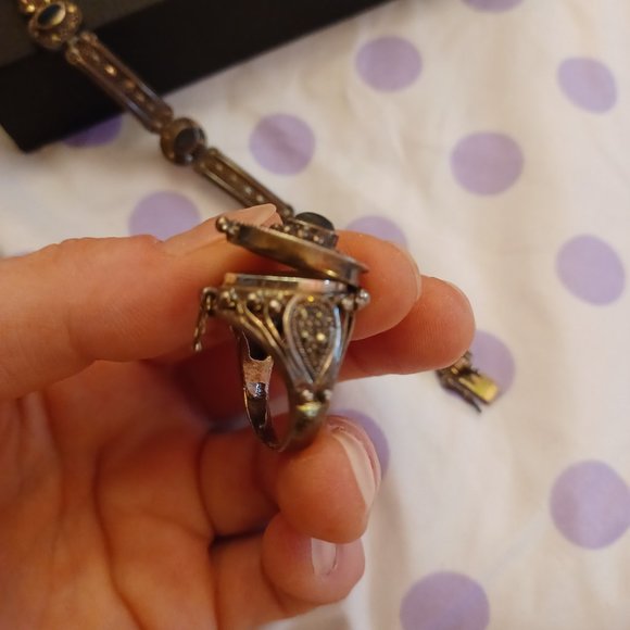 1940's Onyx Art Deco Bracelet and Lockett Ring Set - Picture 11 of 12